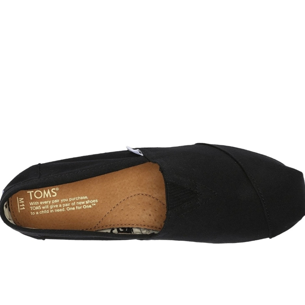 Toms Classic Black Canvas Espadrille Slip On Flats Shoes Women's Size 8 M.